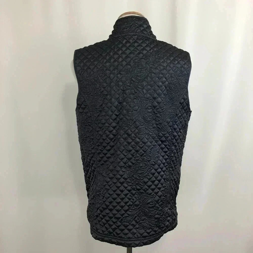 Susan Graver Women’s Vest Medium Gray Front Zip Quilted Pockets - Picture 4 of 8